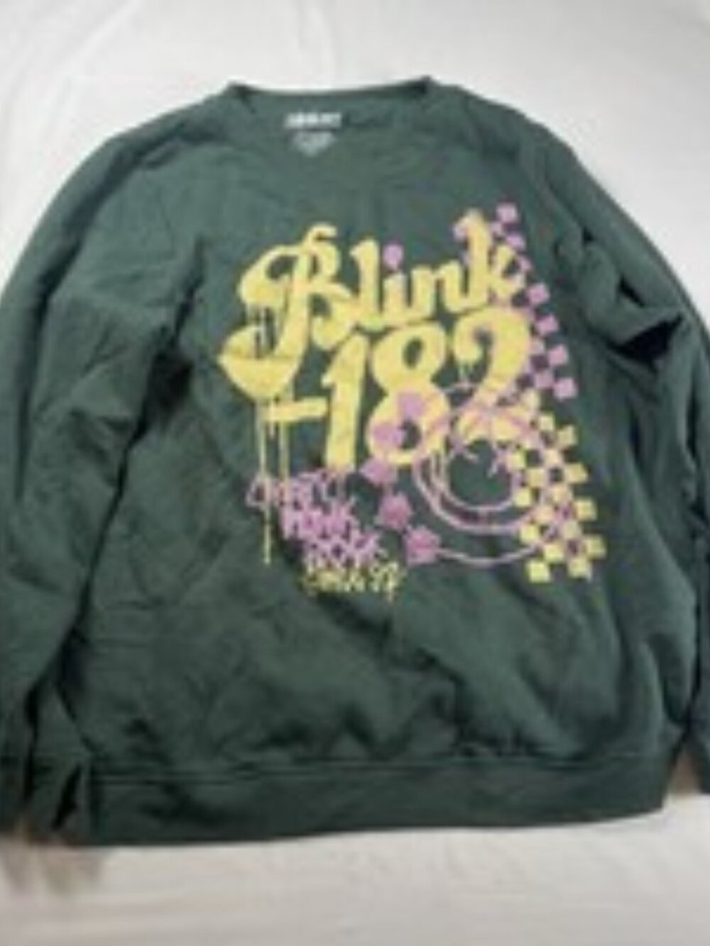 Blink-182 Crappy Punk Rock Sweatshirt Womens XXL Fits Large Green Graphic EUC
